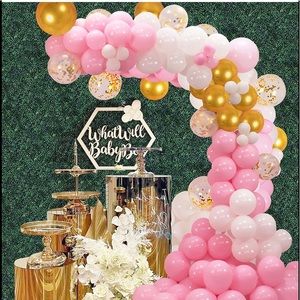 Pink Balloon Arch Kit Balloon Garland - 131 Pieces White Gold Confetti Pink